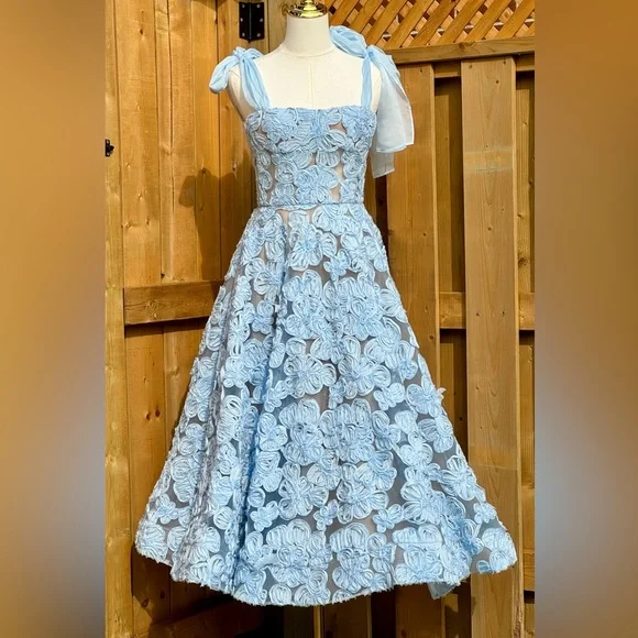 🆕 BRONX & BANCO 🧿 NWOT Sabrina Blue Midi Dress, Sz S - US 4 - Picture 17 of 17